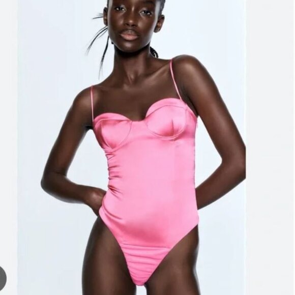 NWT Hot Pink Bodysuit from Zara, size S. - Picture 1 of 9
